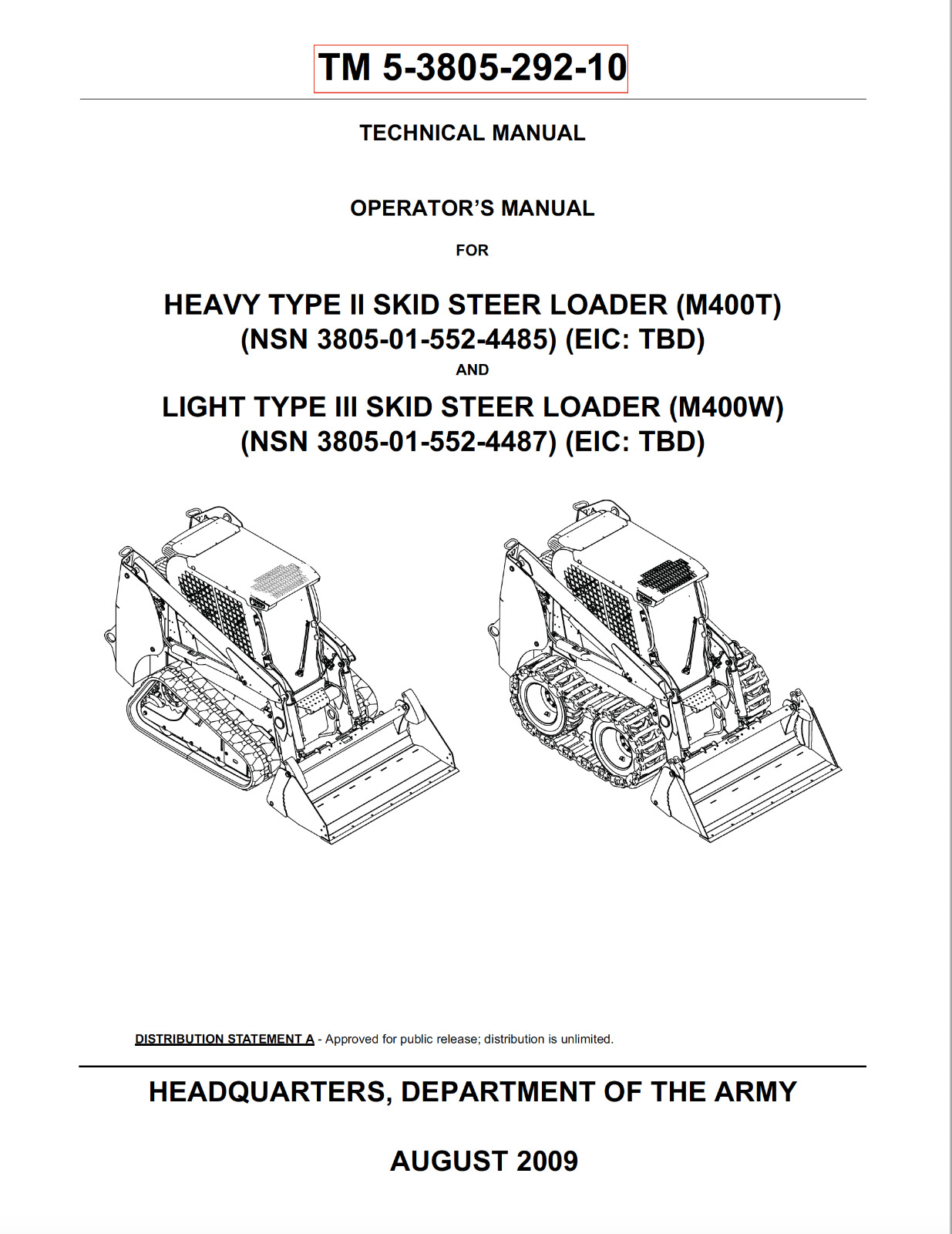 115 Page 2009 CASE M400T M400W SKID STEER LOADER TYPE II III Operator Manual CD