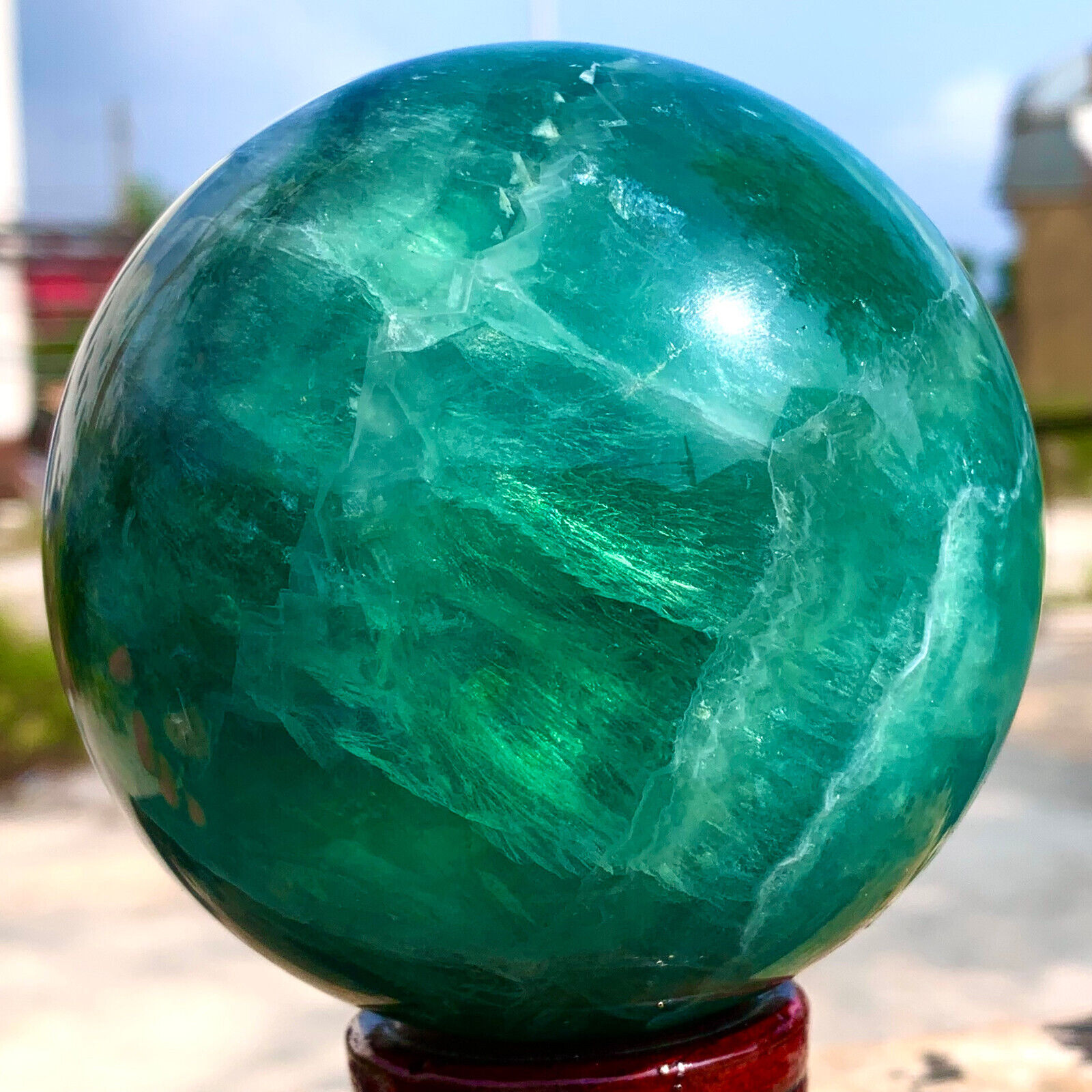 2.95LB Natural Green Fluorite sphere Crystal stone specimens