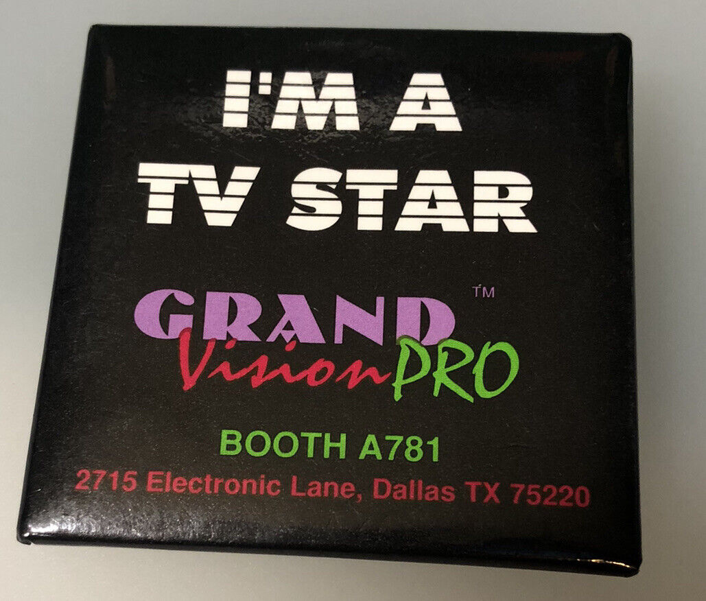 Grand Vision Pro TV Star Graphics Vintage IT PC Computer Button Pin Pinback