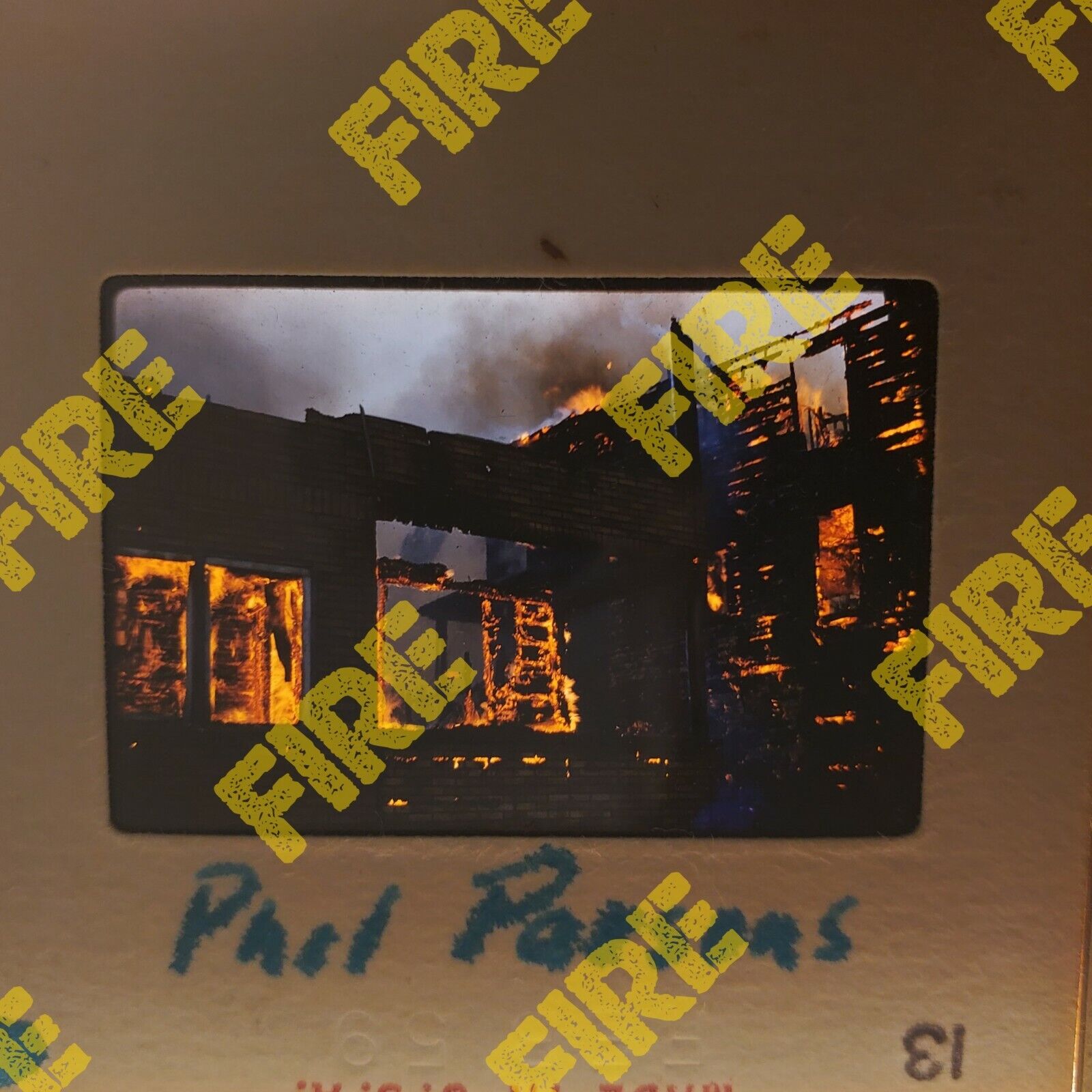 Vintage 35mm Slides - house burning down FIRE truck - 1959 - Lot of 13