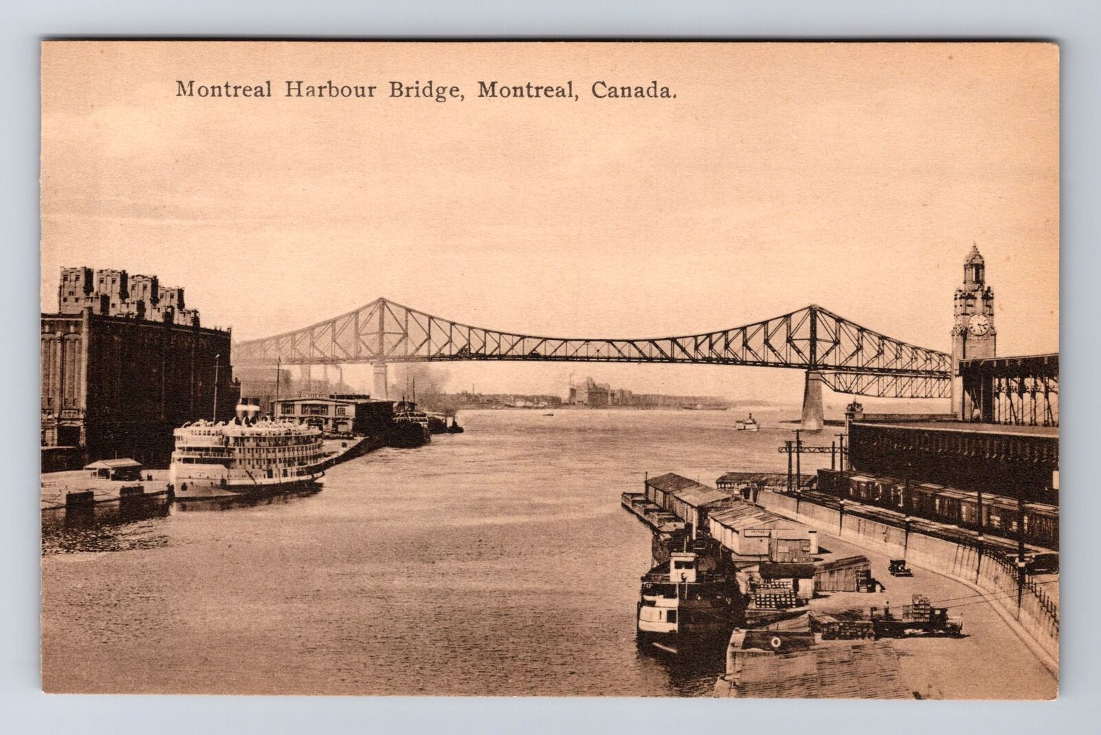 Montreal Quebec-Canada, Montreal Harbor Bridge, Antique, Vintage Postcard