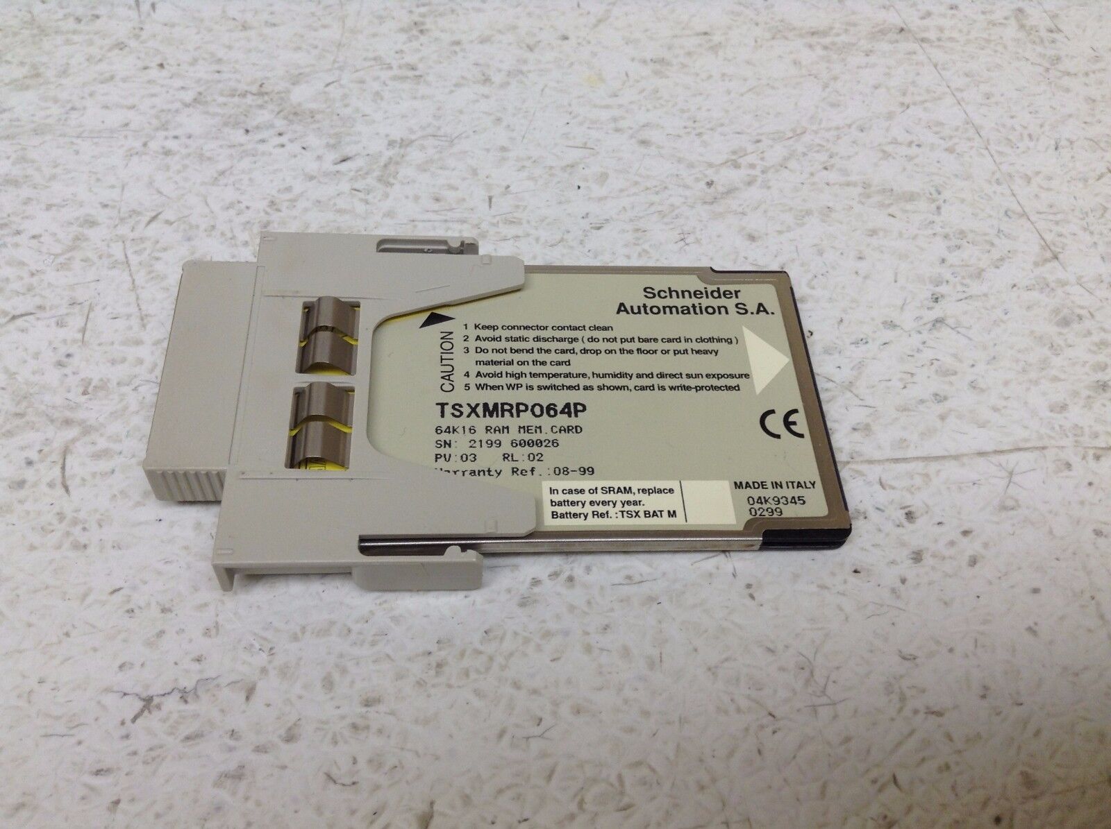 Schneider Modicon TSXMRP064P 64K16 Ram Memory Card TSX MRP064P TSX MRP 064P