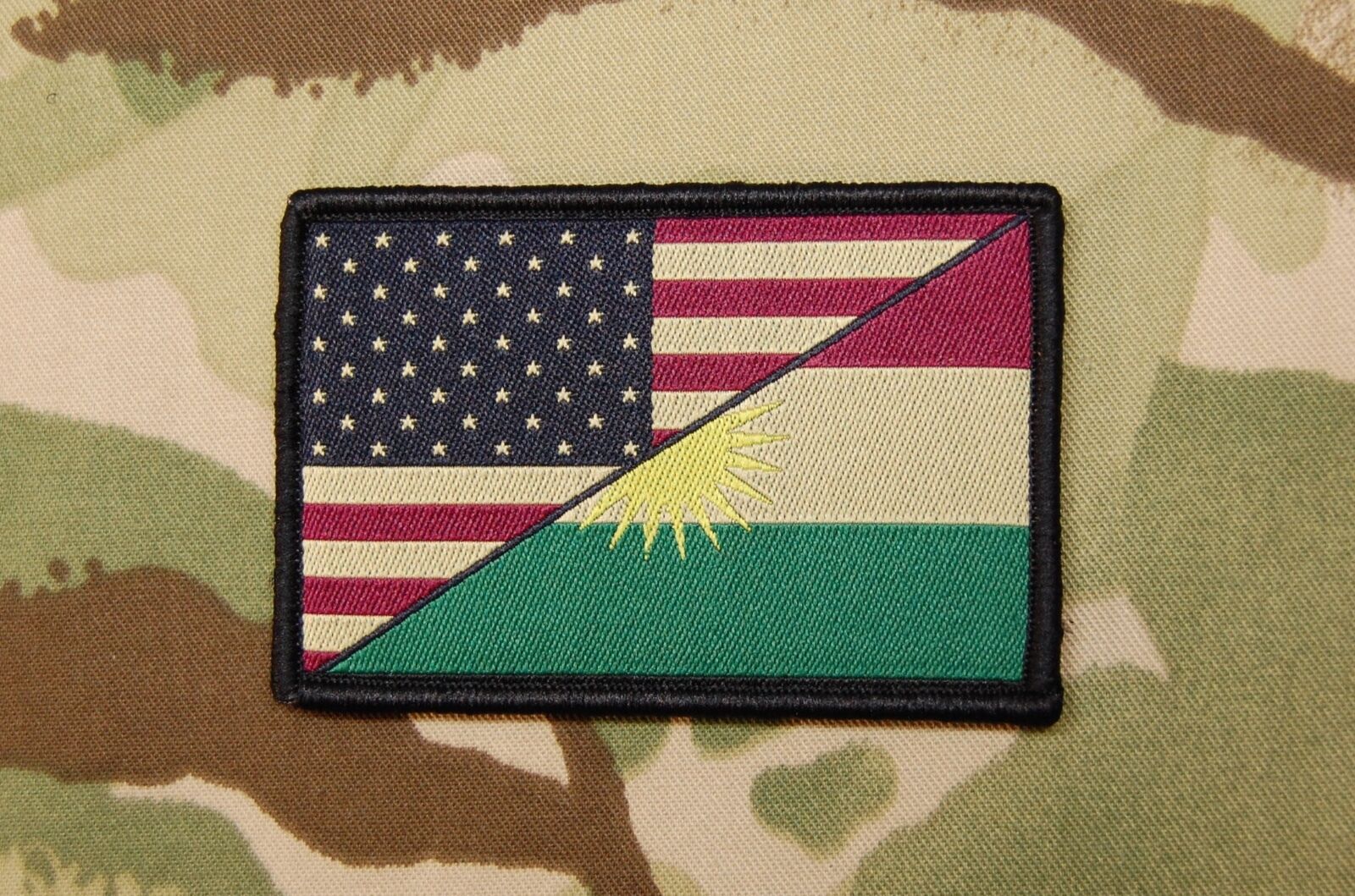 US Kurdistan Friendship Flag Morale Patch Peshmerga US Special Forces Hook/Loop