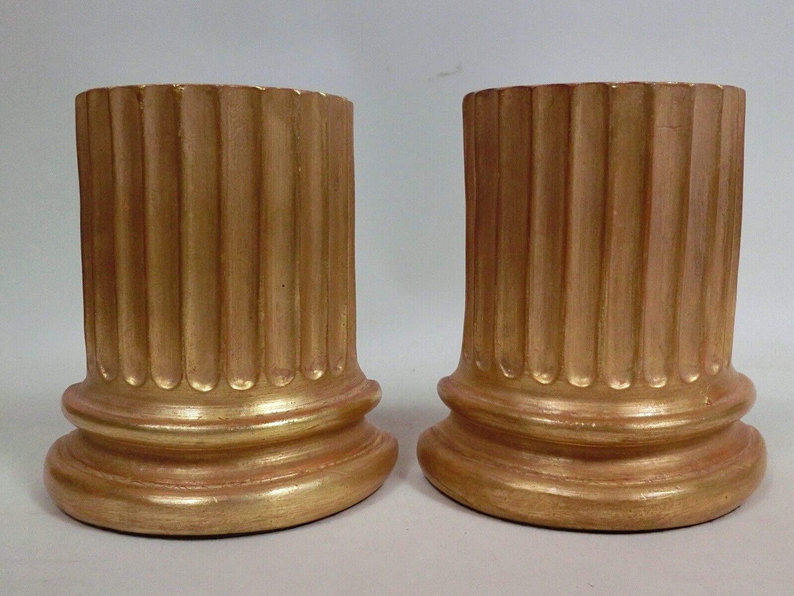 Pr Gold Gilt Roman Column Base Bookends Roman Greek Style Intellectual Interest 
