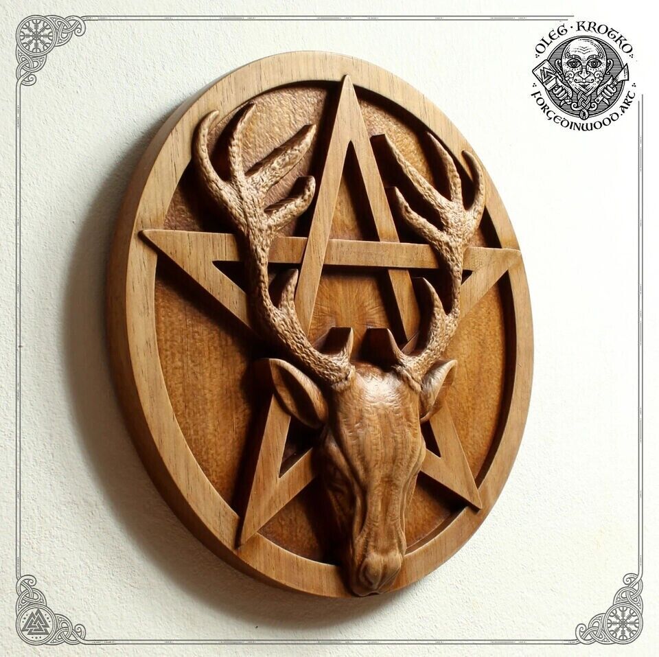 Antique Animal Style Celtic Wooden Symbol, Norse Wall Hanging, Viking Home Art