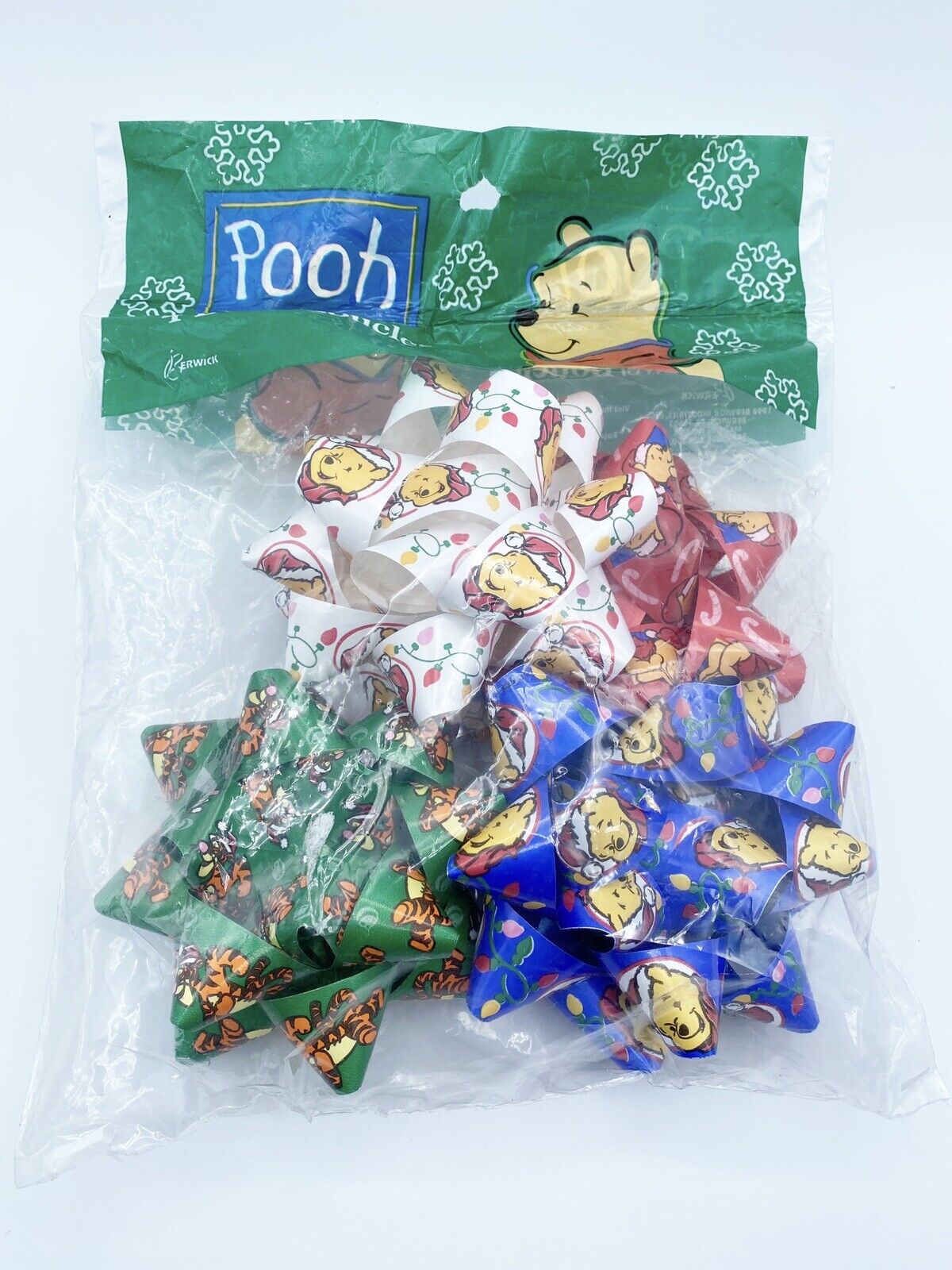 Vintage 1998 Bows Disney Winnie Pooh Tigger Christmas Santa Gift Present Wrap