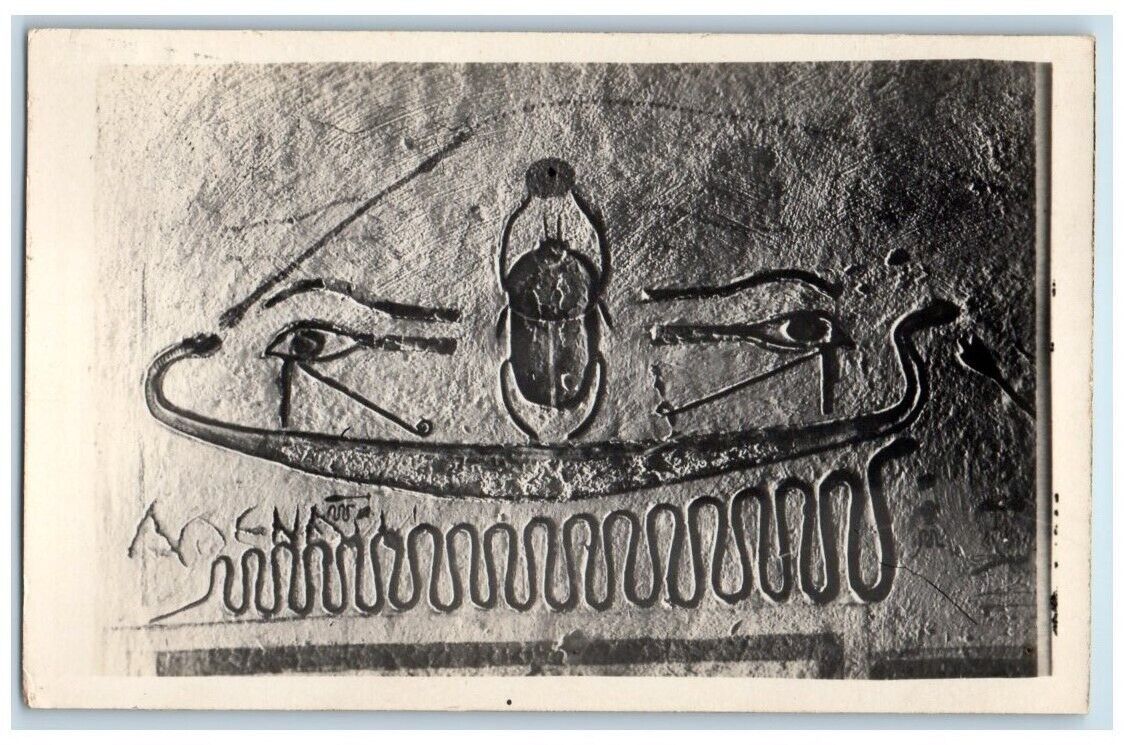 c1920's King Seti 1 Tomb Scarab Hieroglyphs View Thebes Egypt RPPC Postcard