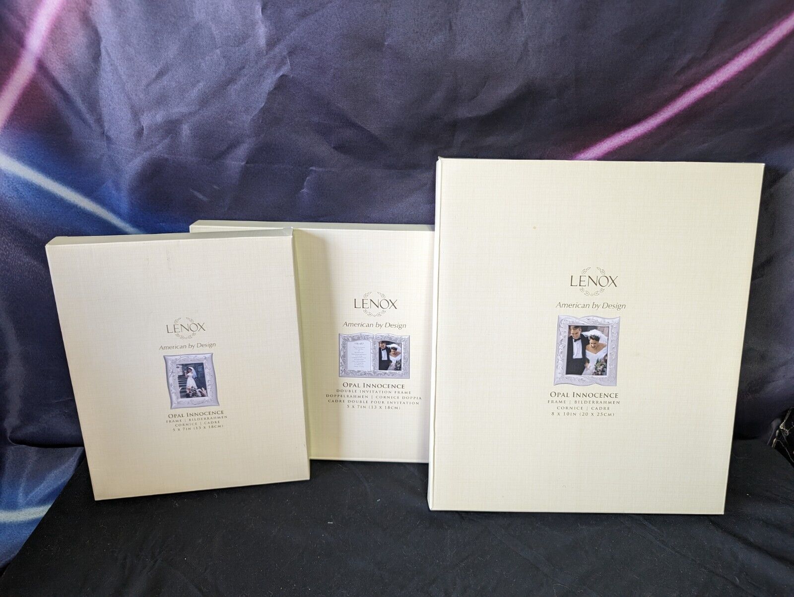 New Lenox Wedding Promises Opal Innocence Frame Set Of 3, 8x10 5x7 & Double 5x7 