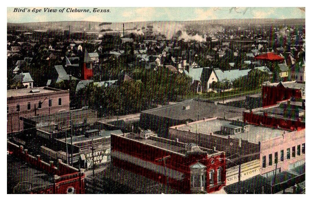 Postcard Bird\'s Eye View of Cleburne, TX Texas, c1911