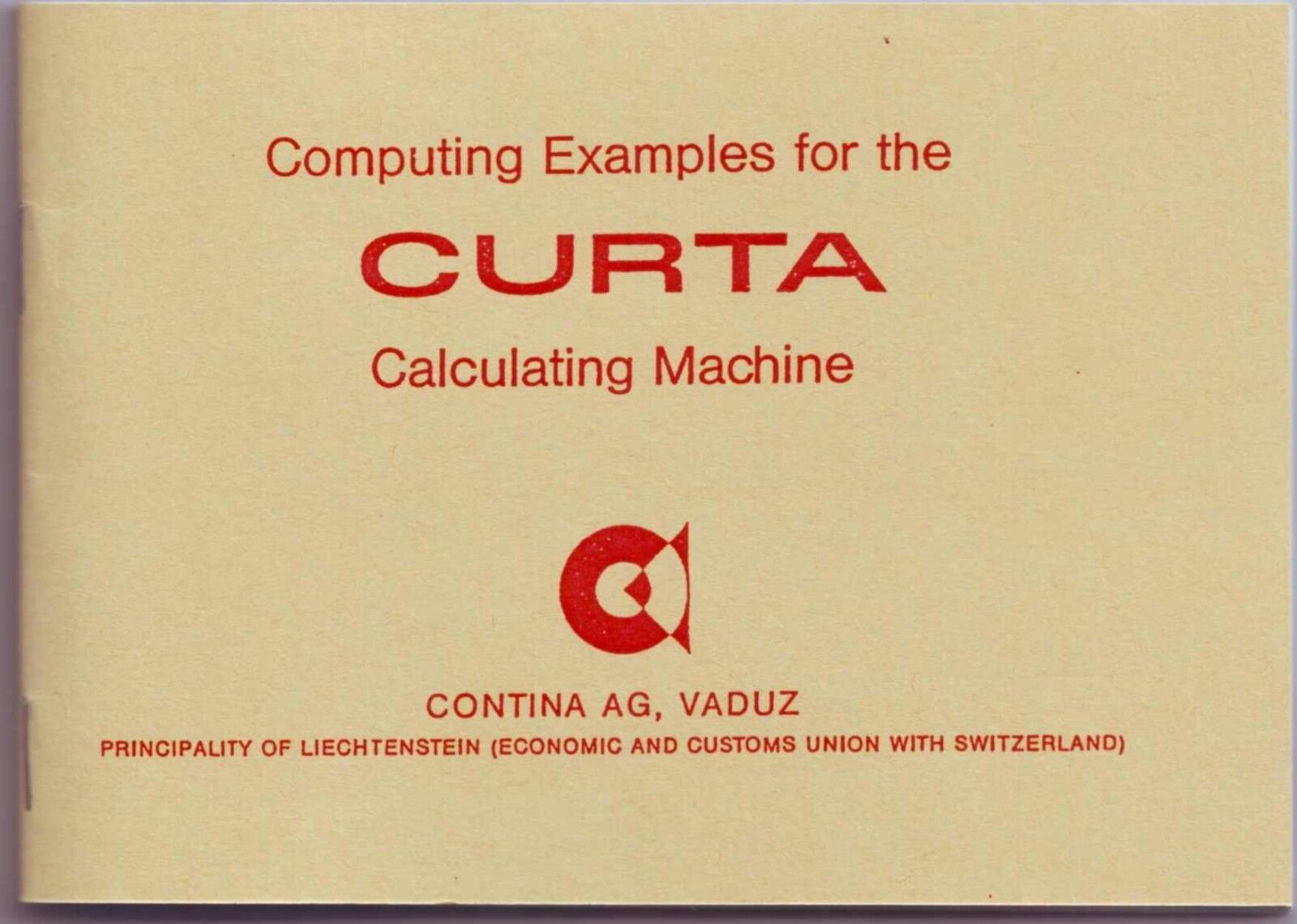 CURTA-Computing examples for the Curta Calculator (booklet in english language)