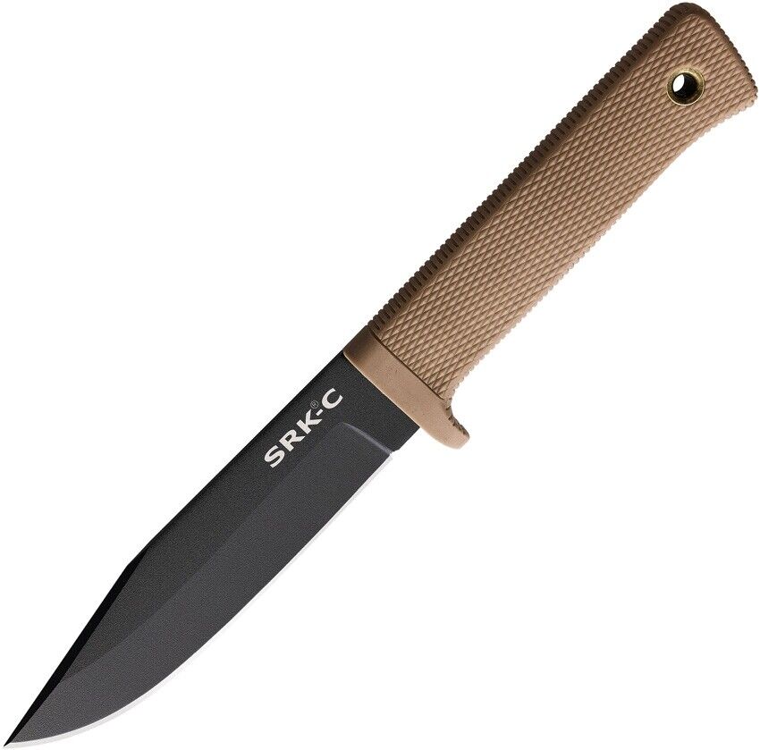 Cold Steel COMPACT SRK Fixed Blade Knife Tan Handle Plain Black Blade 49LCKDDTBK
