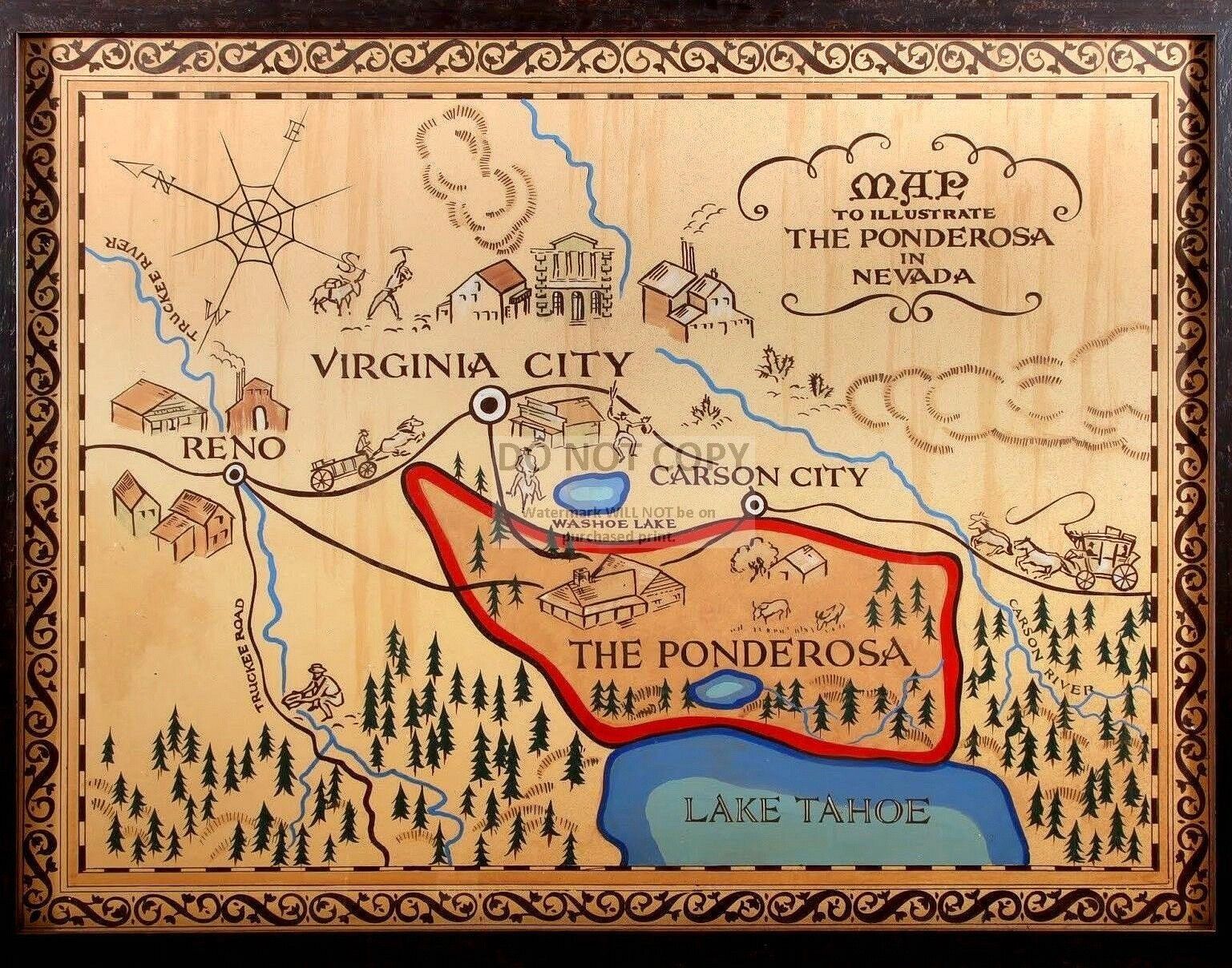 MAP OF THE PONDEROSA FROM THE TV SERIES 