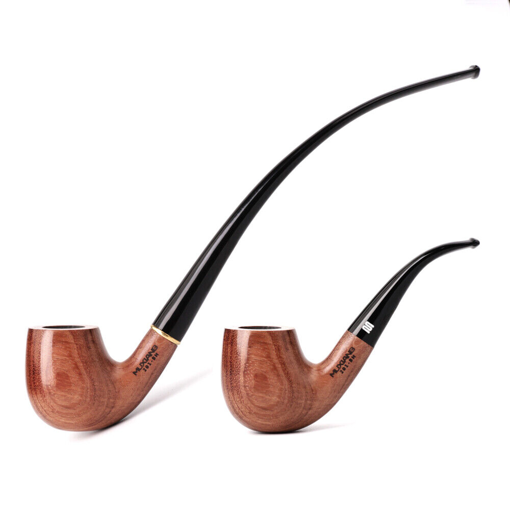 Long Stem Churchwarden Pipe Handmade Wooden Smoking Tobacco Pipe With 2 Stems