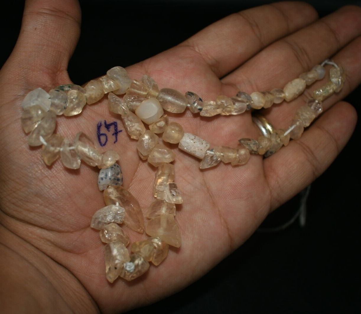 Ancient Early Roman Crystal Bead Necklace C. 1st Century (62 Beads in 1 necklace