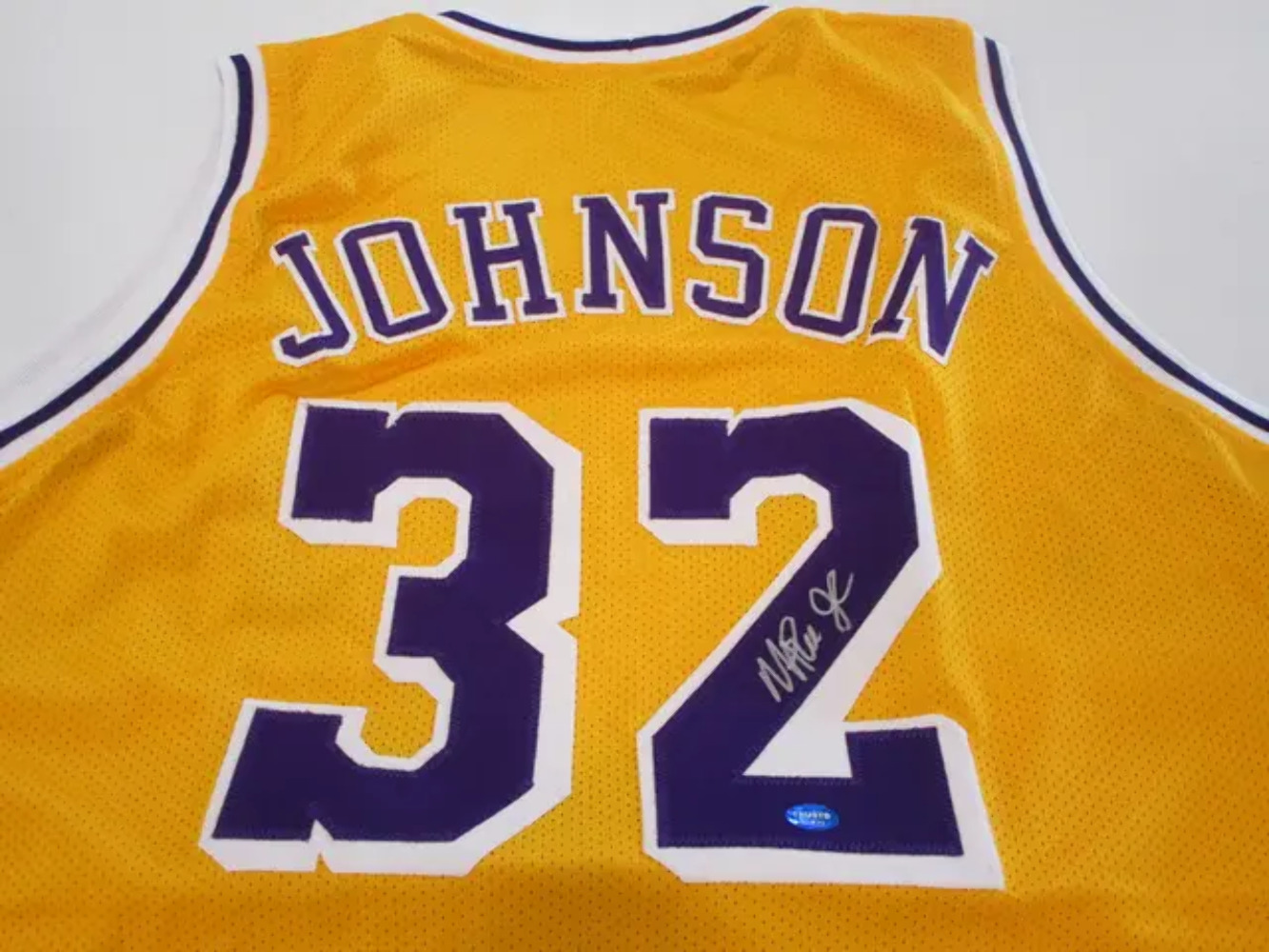 Magic Johnson of the LA Lakers signed autographed basketball jersey TAA COA 129
