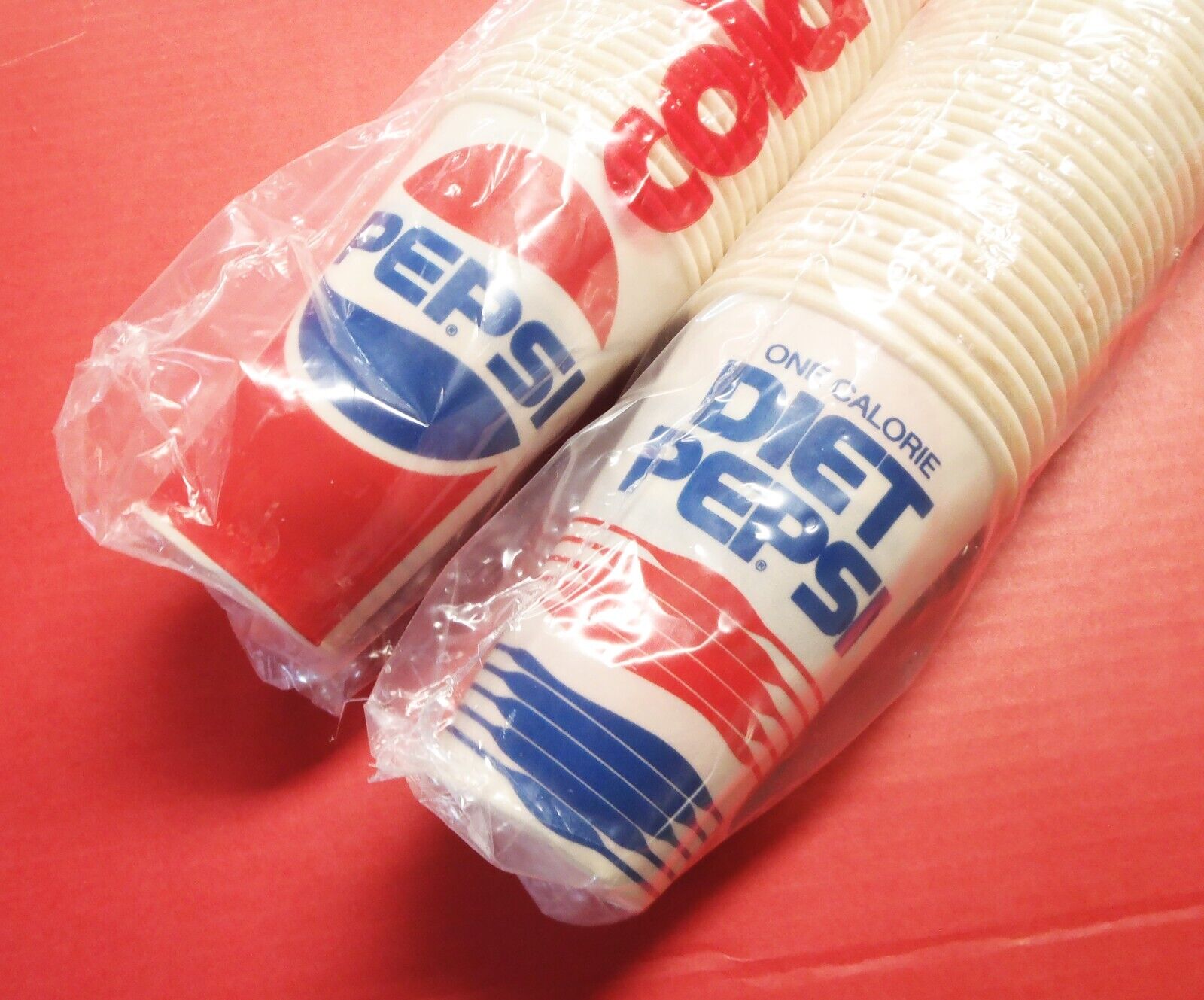 '80s Vtg 100ct DIET / PEPSI Sweatheart Wax Paper Picnic Drink Cups SEALED Sleeve