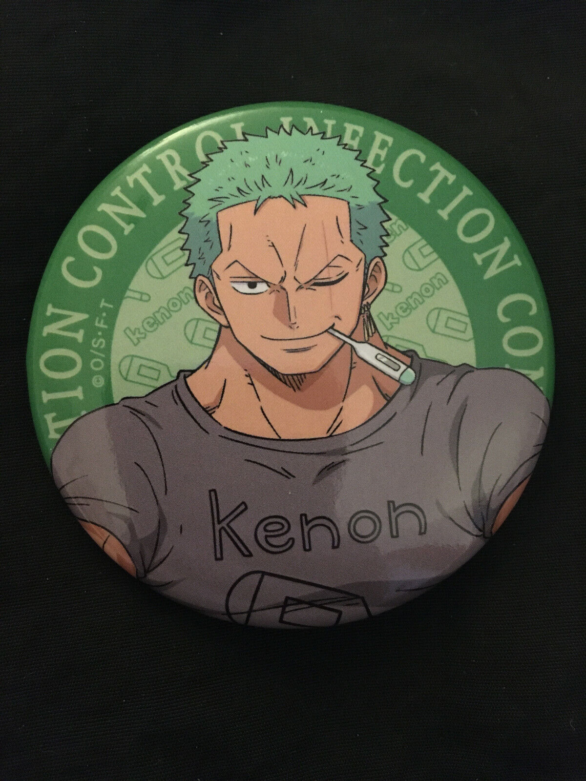 One Piece Infection Prevention Message Roronoa Zoro Badge Pin Button