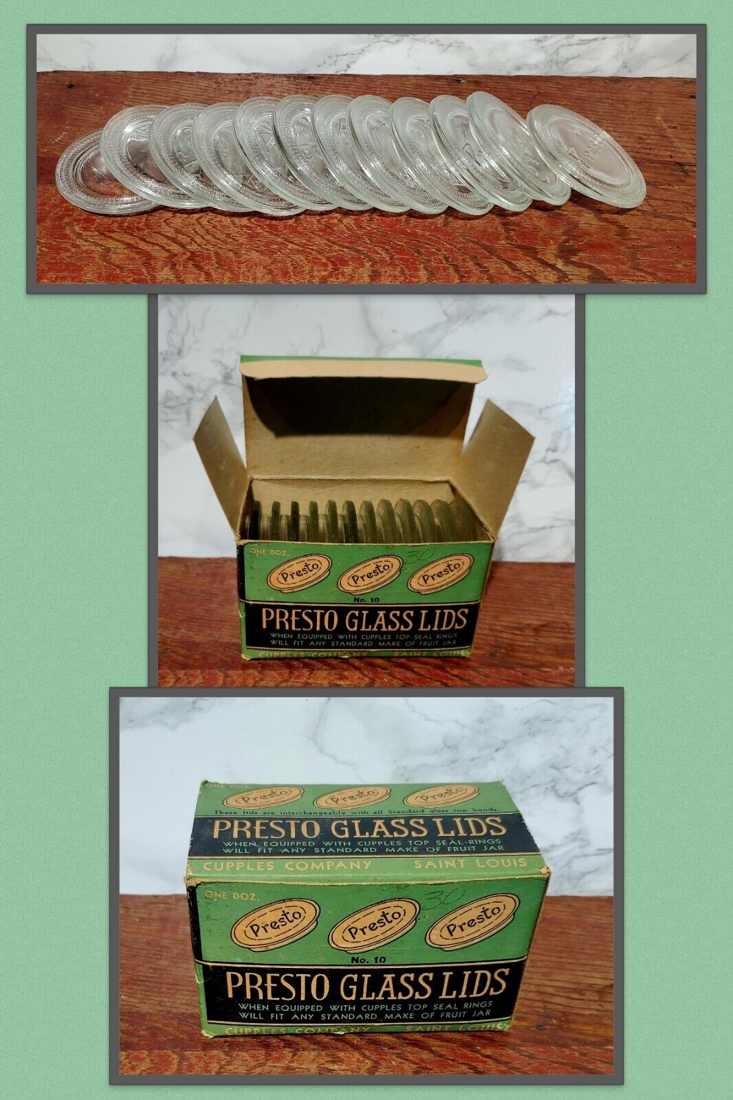 Vintage Antique Presto Glass Canning Lids (12)  \