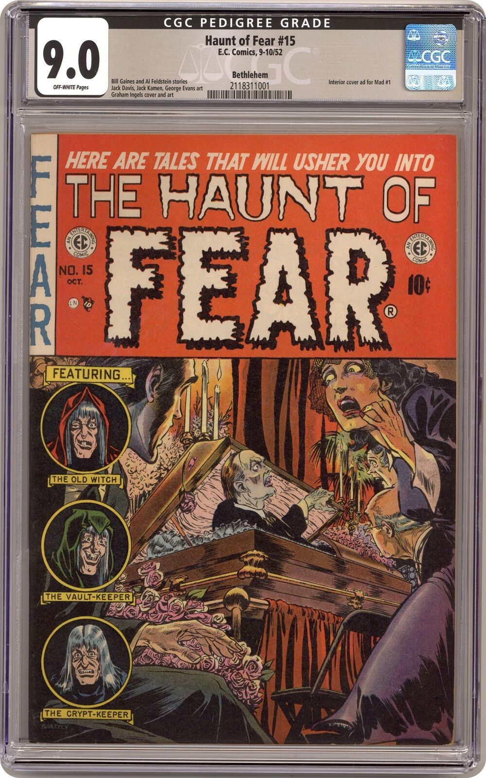 Haunt of Fear #15 CGC 9.0 Bethlehem 1952 2118311001