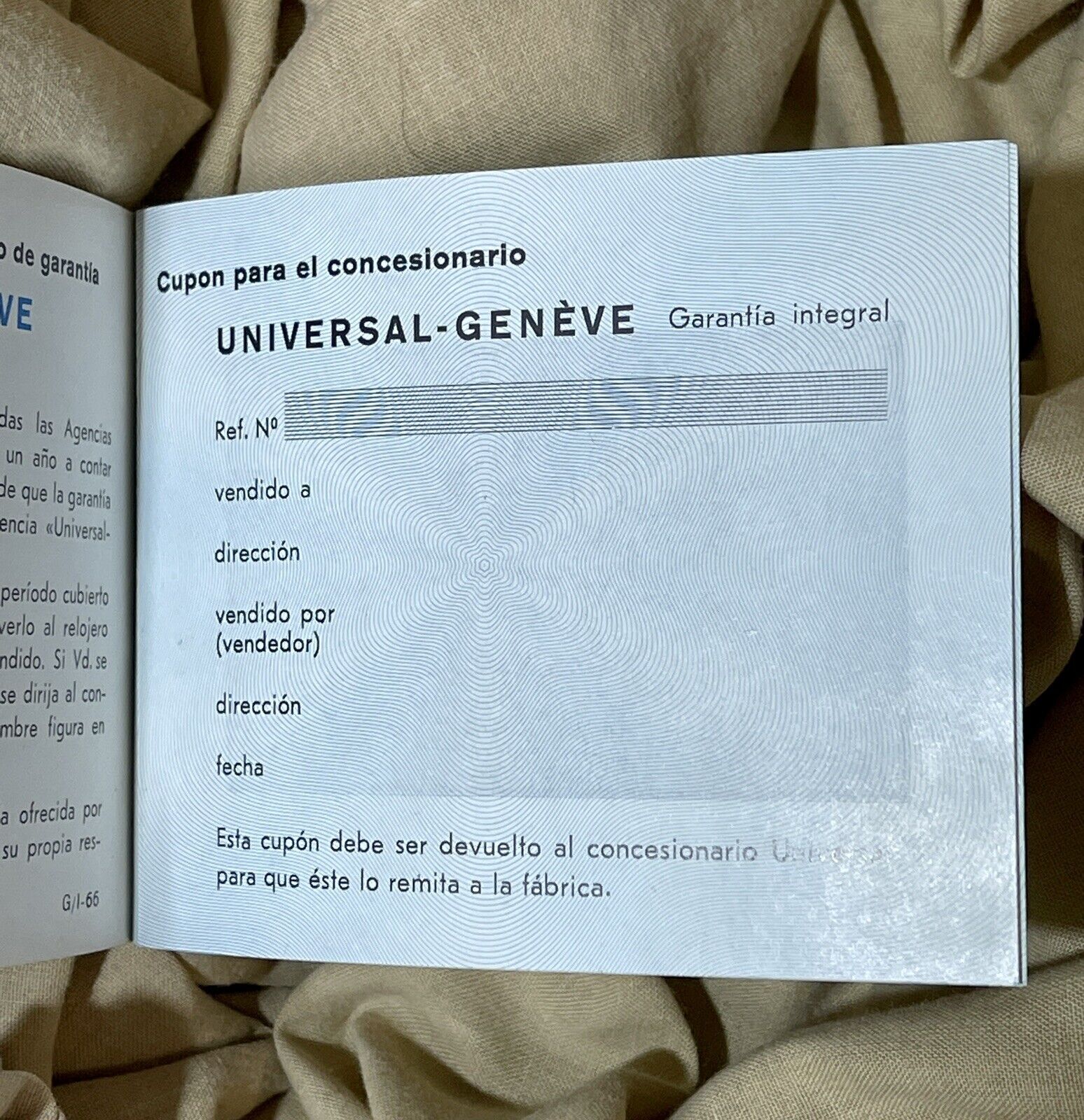 UNIVERSAL GENEVE Certificate Vintage BLANK Tri-Compax Aero Space Chronograph OEM