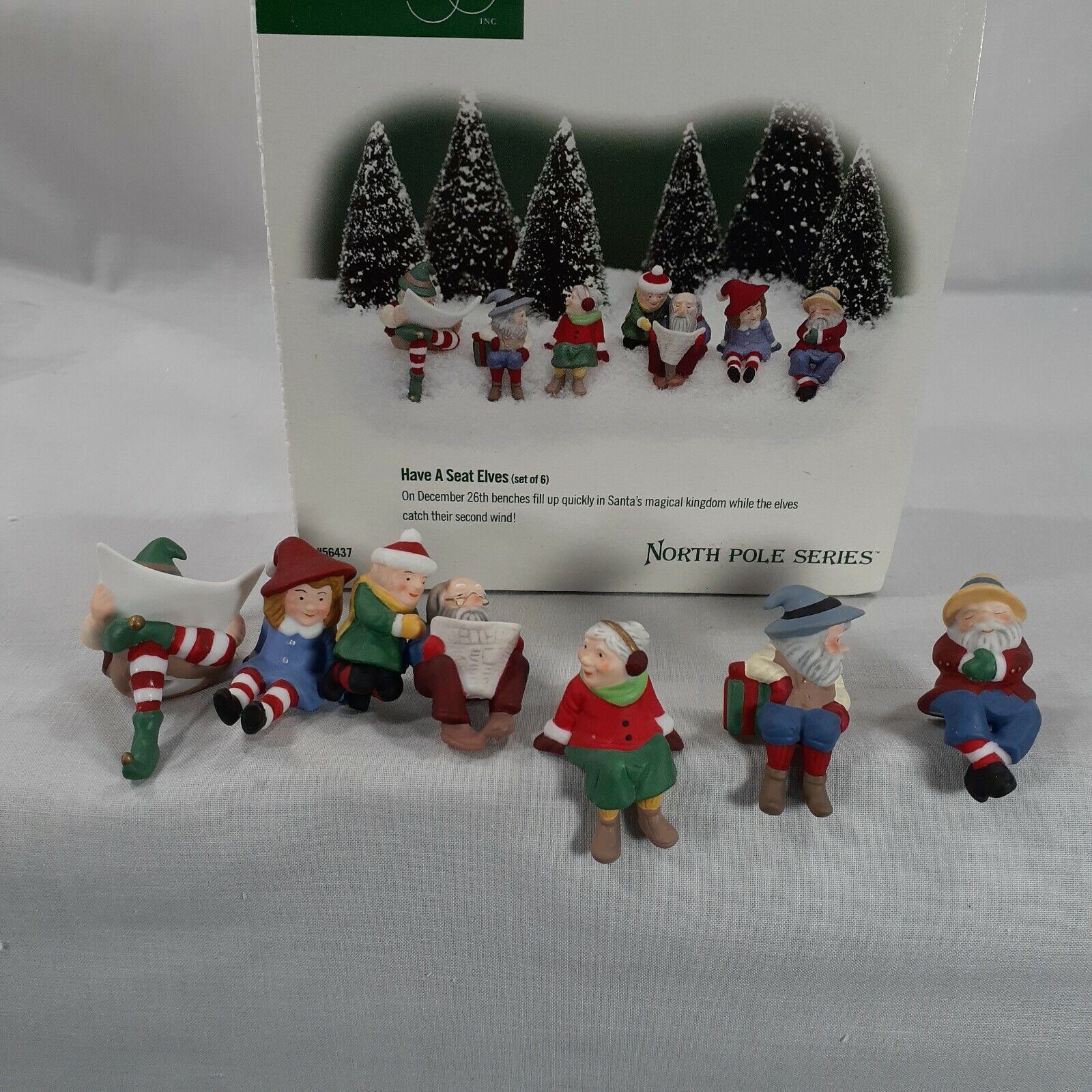 Dept 56 North Pole Series Have A Seat Elves 56437 in original box and Sleeve 