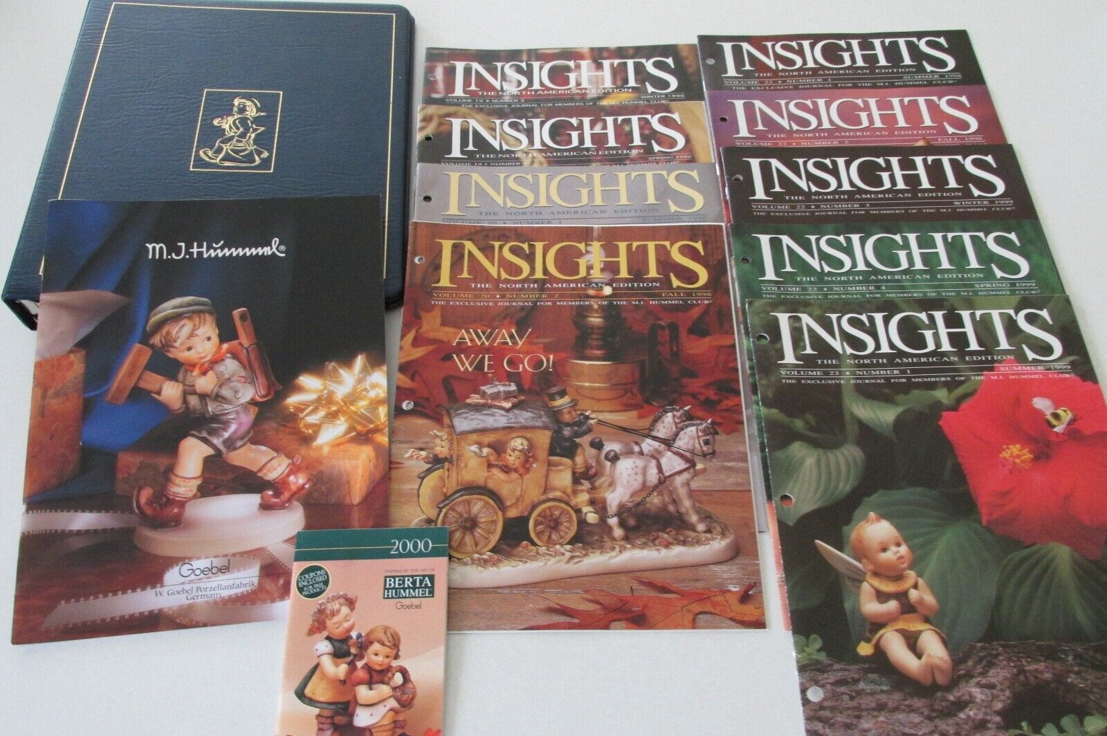 NEW Goebel Collectors Club INSIGHTS MAGS 1996~1998~1999 w BINDER & HUMMEL BOOK