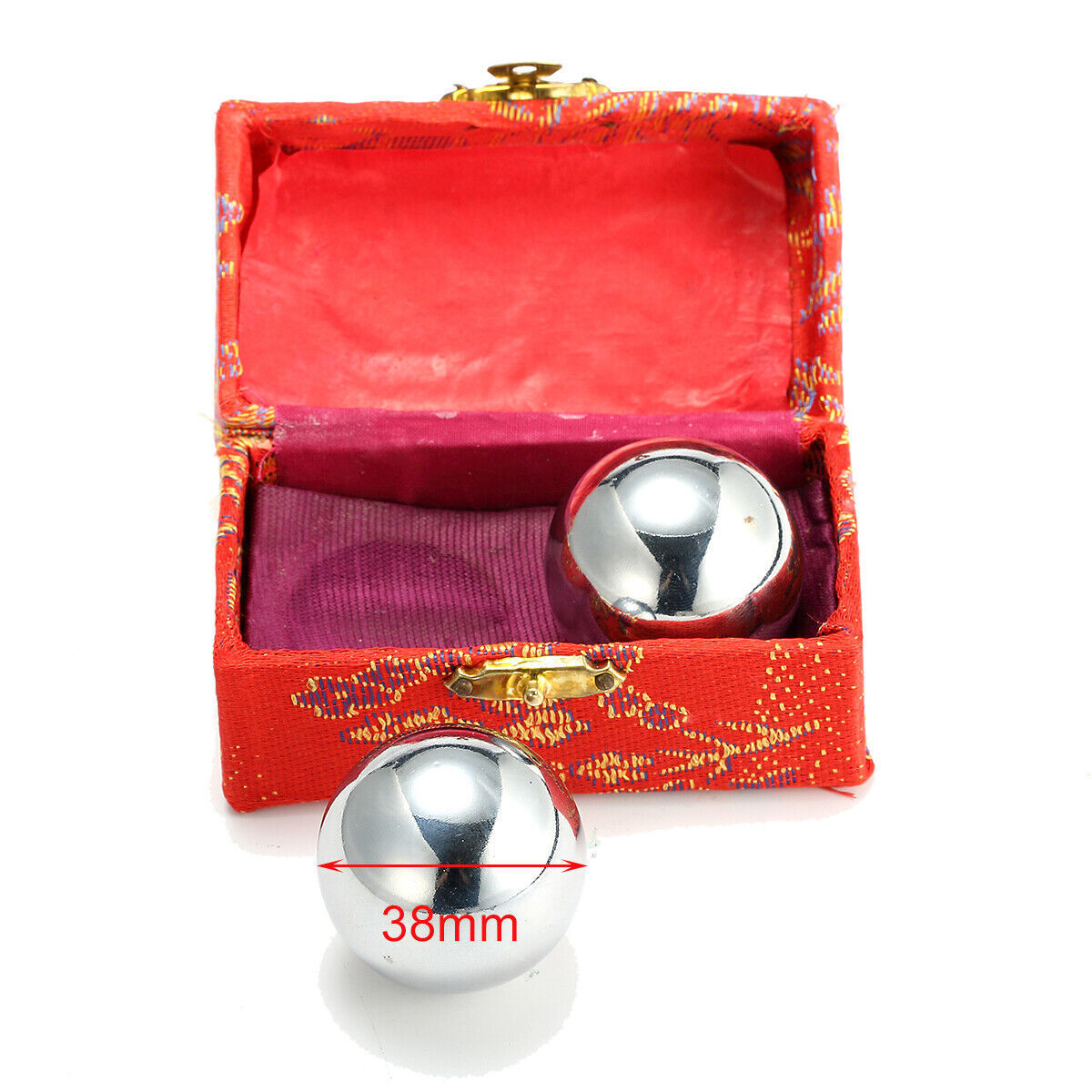 2x Baoding Balls Chrome Chinese Health Exercise Stress Relief Relaxation Therapy