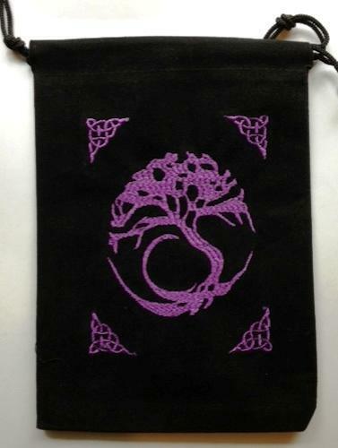 Black Velveteen Tree of Life Tarot, Crystal or Rune Bag