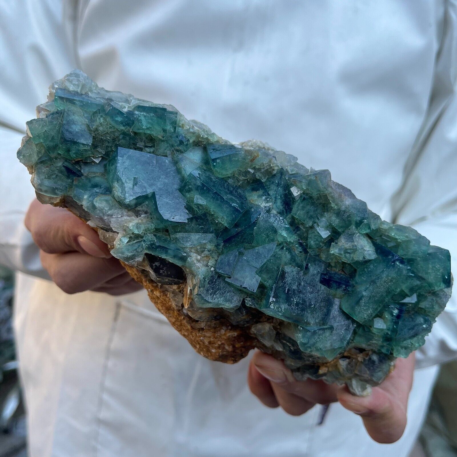 2.6lb NATURAL Green FLUORITE Quartz Crystal Cluster Mineral Specimen healing