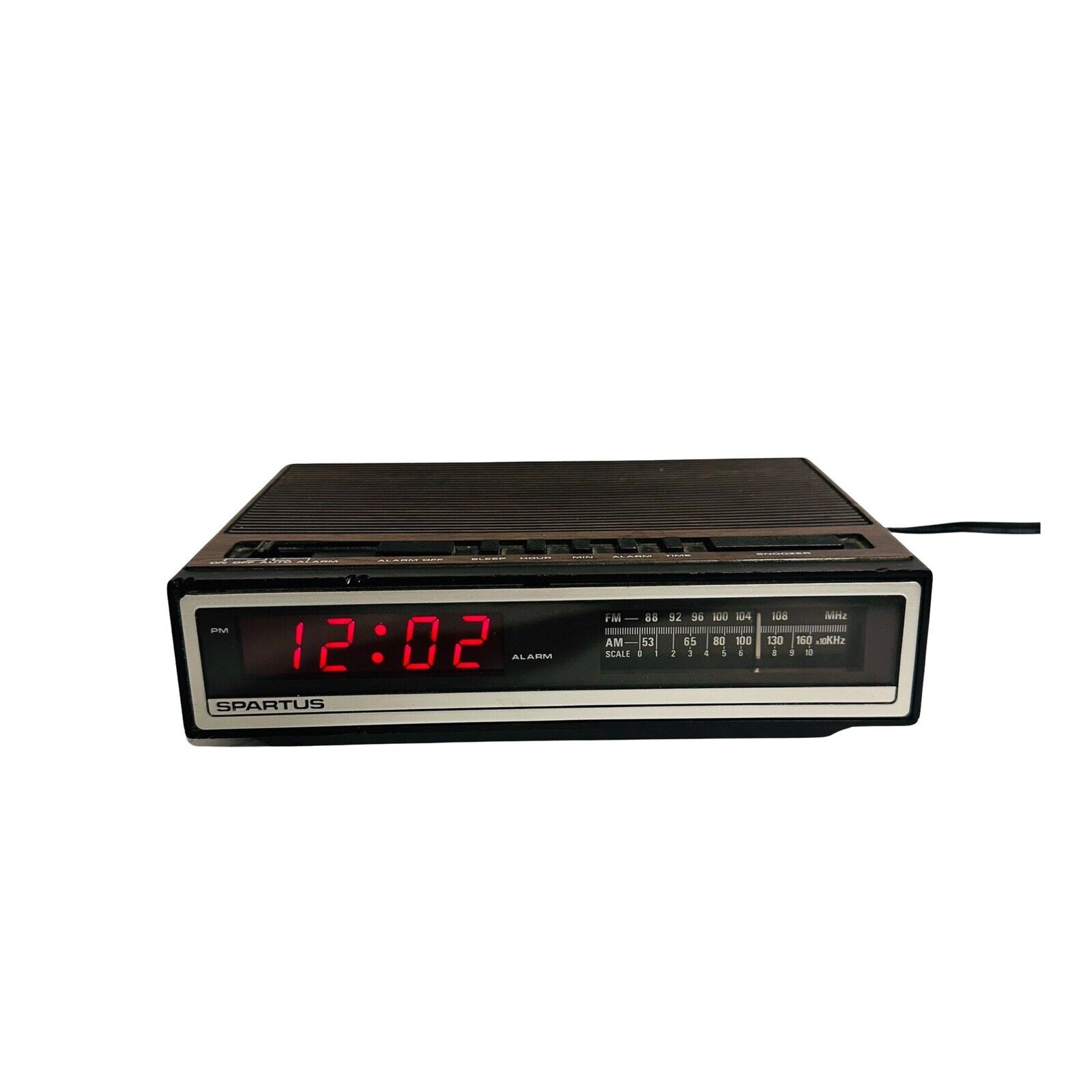 Vintage SPARTUS Woodgrain His Red Dual Digital Alarm Clock Retro 0107 works