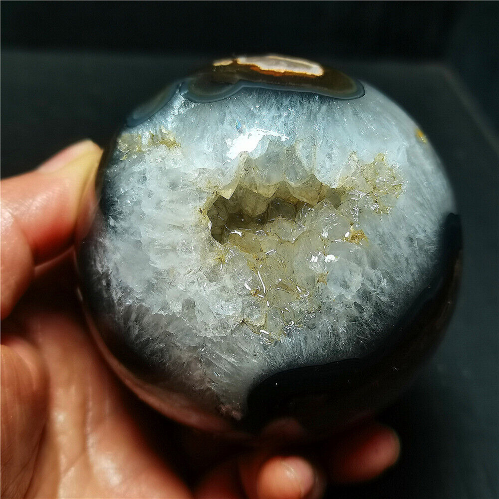RARE 676g Natural Polished Volcano Colorful Agate Crystal Ball Healing R657