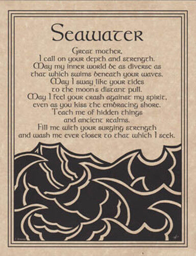 Seawater Ocean Spirit Prayer Invocation Poem Parchment-Color Poster Print 8.5x11