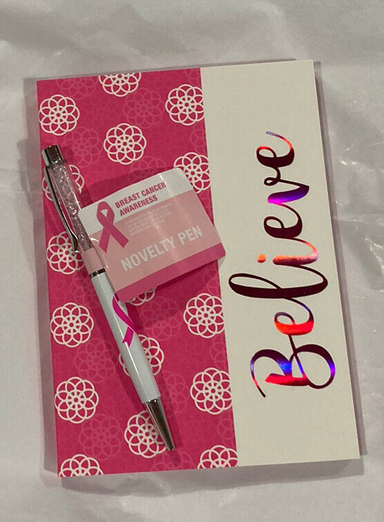 Breast Cancer Awareness Believe Pink Ribbon Journal  & Pen Set