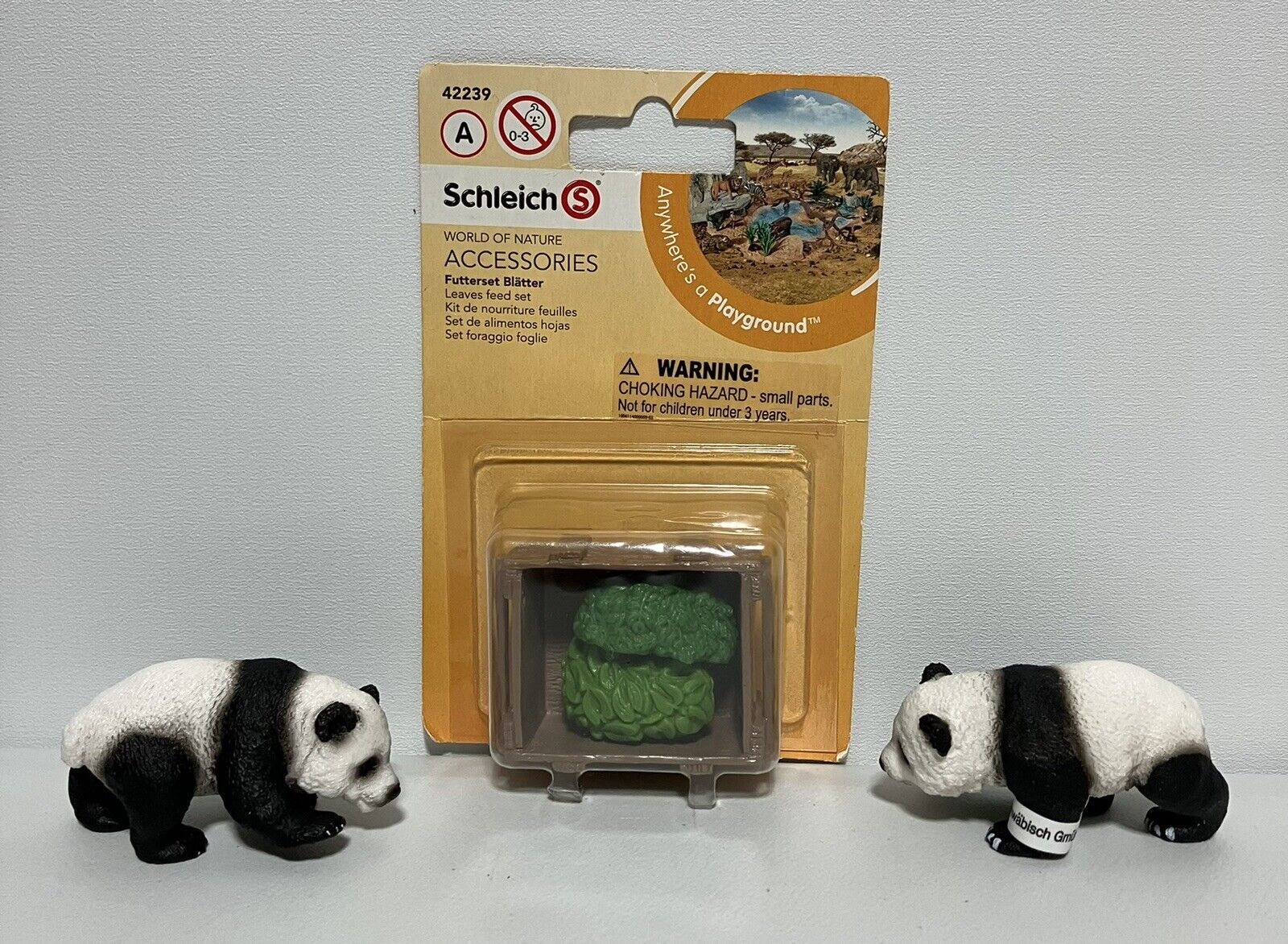 Schleich 2 Giant Baby Panda's With Feed Set NEW WILD LIFE