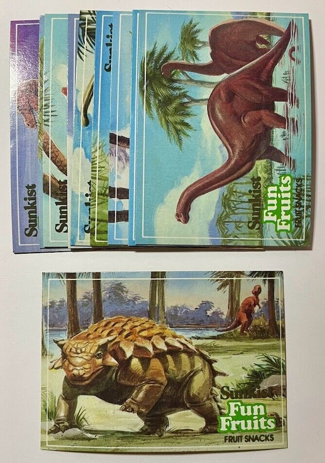 Sunkist Fun Fruit 1987 Dinosaur cards DinoFacts complete set A1-A10 w/provenance