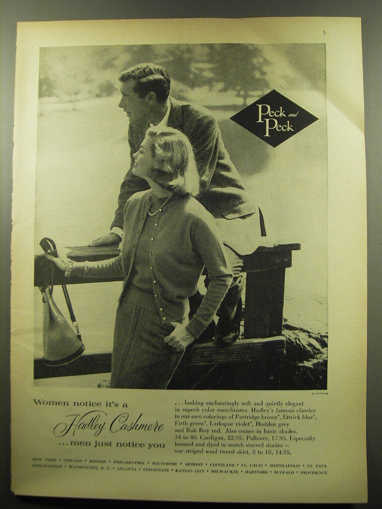 1959 Peck and Peck Fashion Advertisement - Women notice it's a Hadley Cashmere