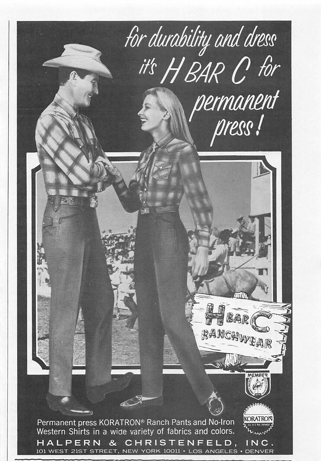 H Bar C Ranchwear Halpern & Christenfeld Permanent Press Vintage Mag Print Ad