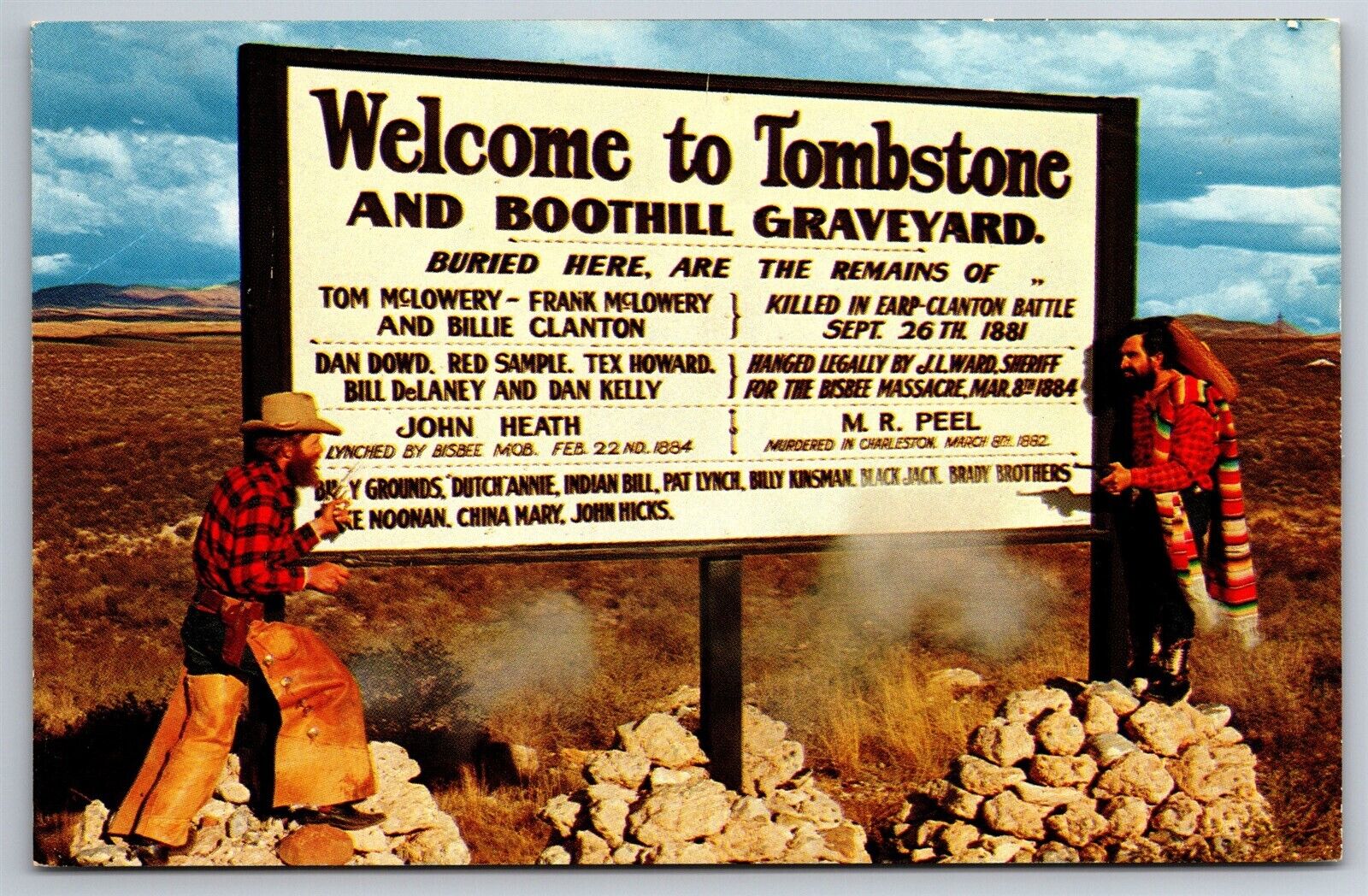 Welcome To Tombstone & Boothill Graveyard Roadsign AZ Postcard L12
