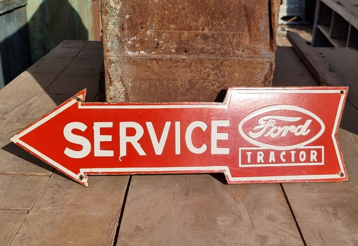 1930's Old Antique Vintage Rare Ford Service Porcelain Enamel Arrow Sign Board