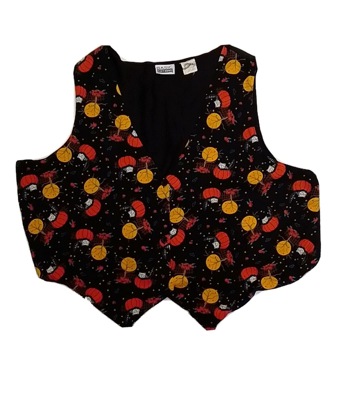 Halloween Vest Size 24W 24 W Black Orange Pumpkin Cat Basic Editions 