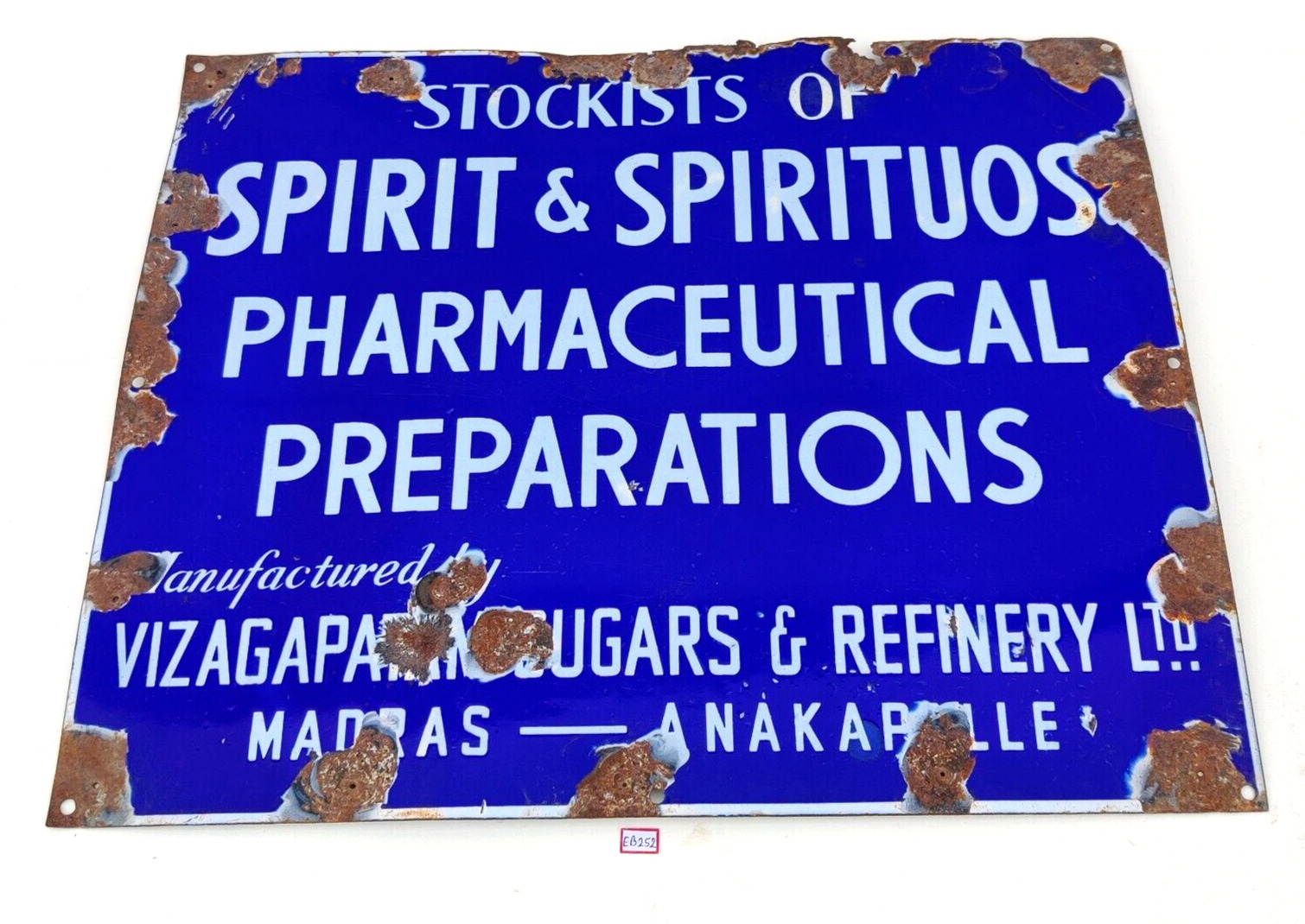 1940 Vintage Spirit Spirituos Pharmaceutical Advertising Enamel Sign Board EB252