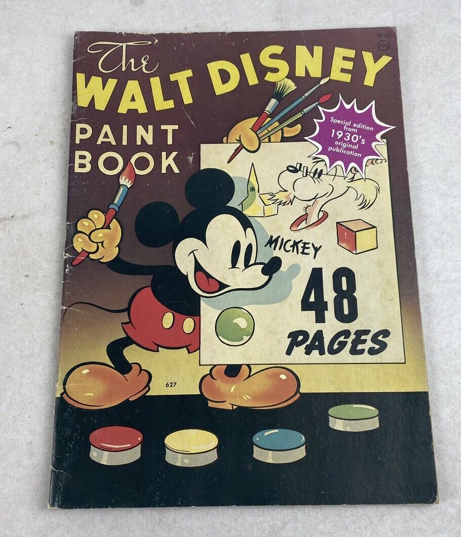 Vintage 1970s Walt Disney Mickey Mouse Paint/Color Book 1937 Reprint