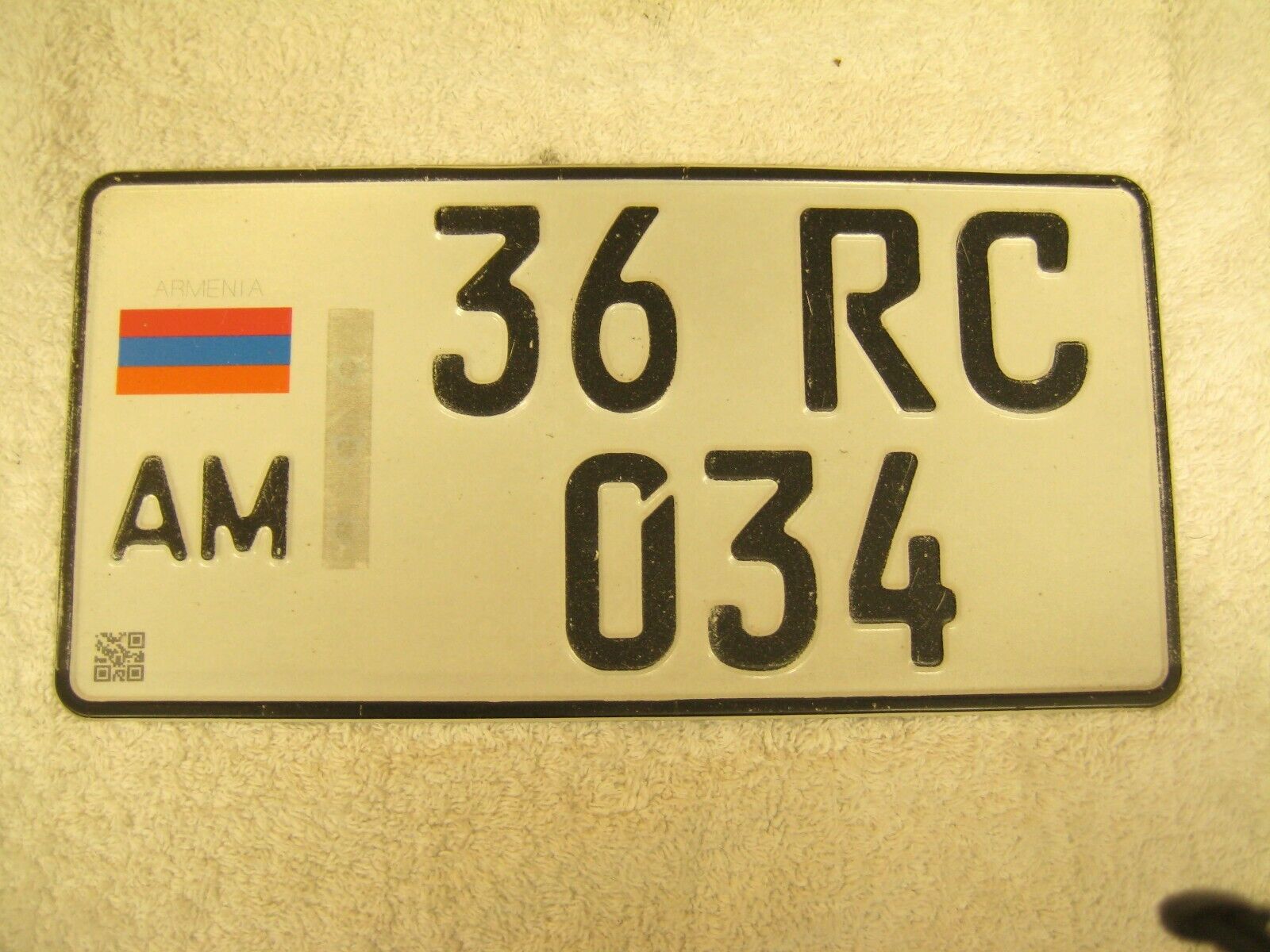 ARMENIA LORI W/ COUNTRY FLAG # 36 RC 034 WITH HOLOGRAM RARE SQUARE LICENSE PLATE