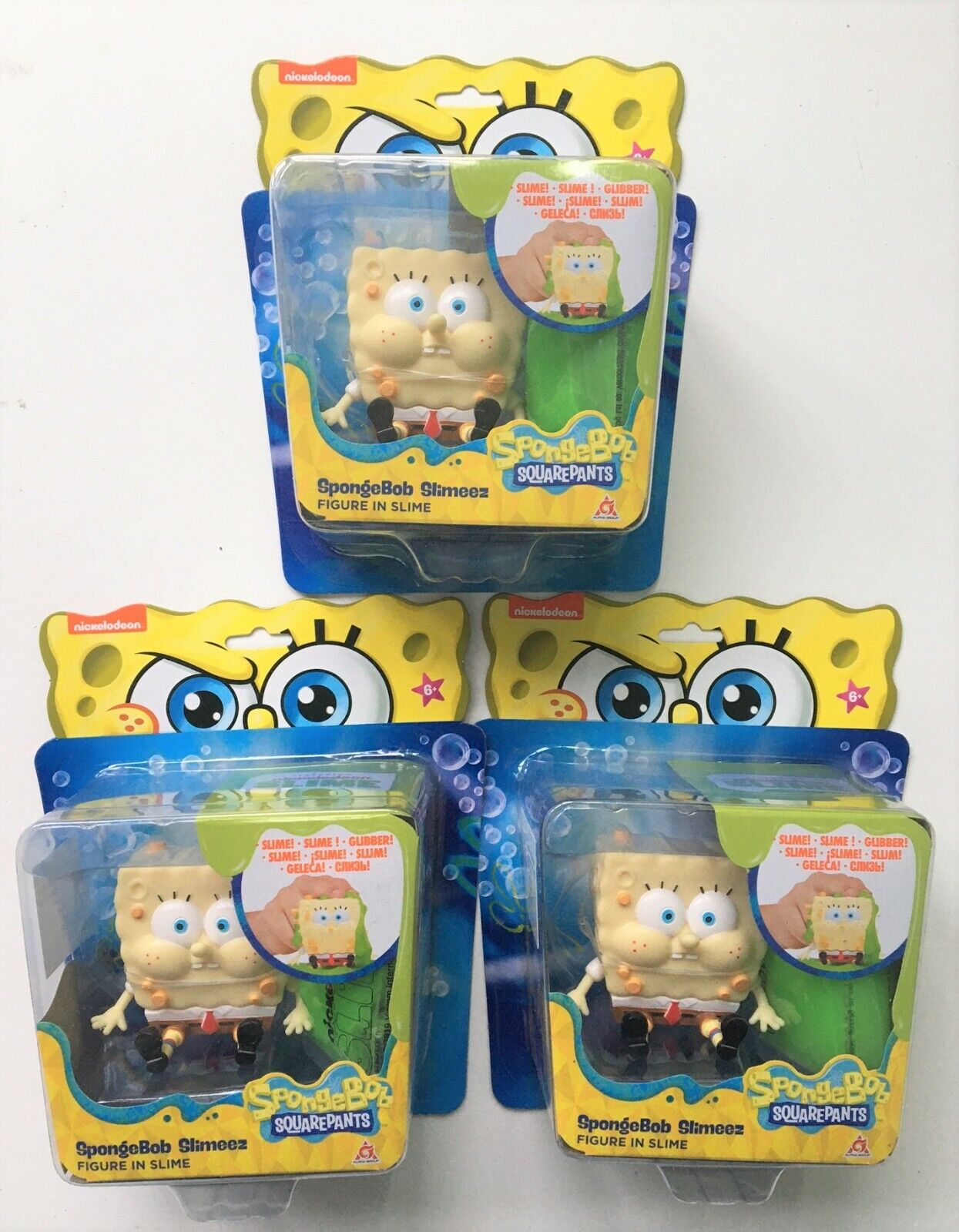 3 Spongebob Slimeez Squarepants Figures with Slime - NEW