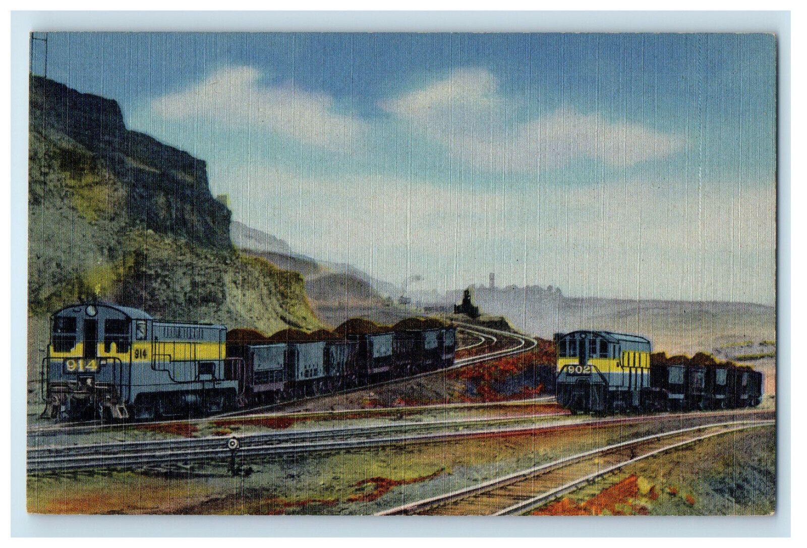 c1930s Train Diesel Locomotives Hull-Rust Mine Hibbing Minnesota MN Postcard