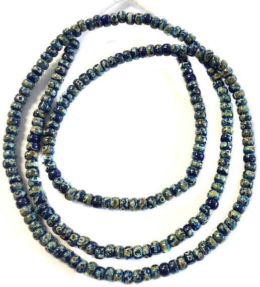 Fine vintage dark Blue Picasso matching 4mm glass beads Trade Beads 