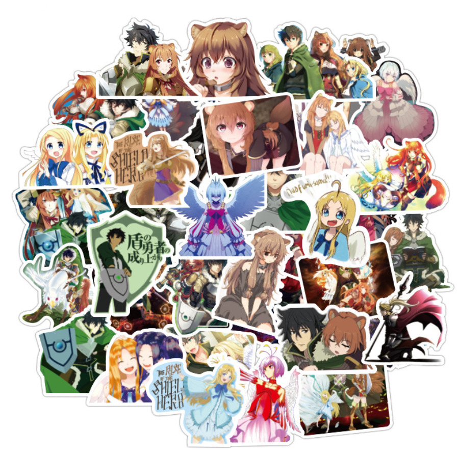 50 PCs The Rising of the Shield Hero Anime Notebook Sticker-No Duplicate