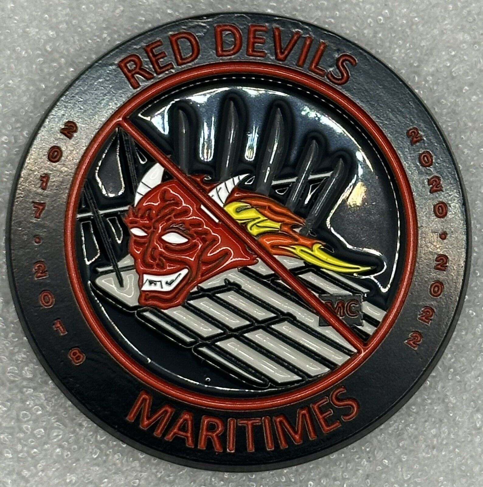 Rare Sought After Red Devils Maritime OMG East Coast Hospitality Challenge Coin