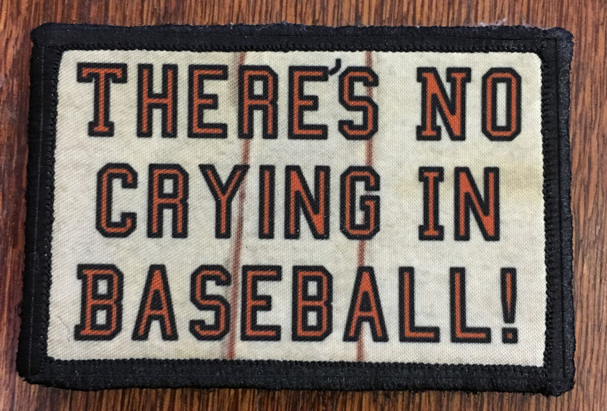 There's No Crying in Baseball Morale Patch Tactical Military Army Flag USA Hook