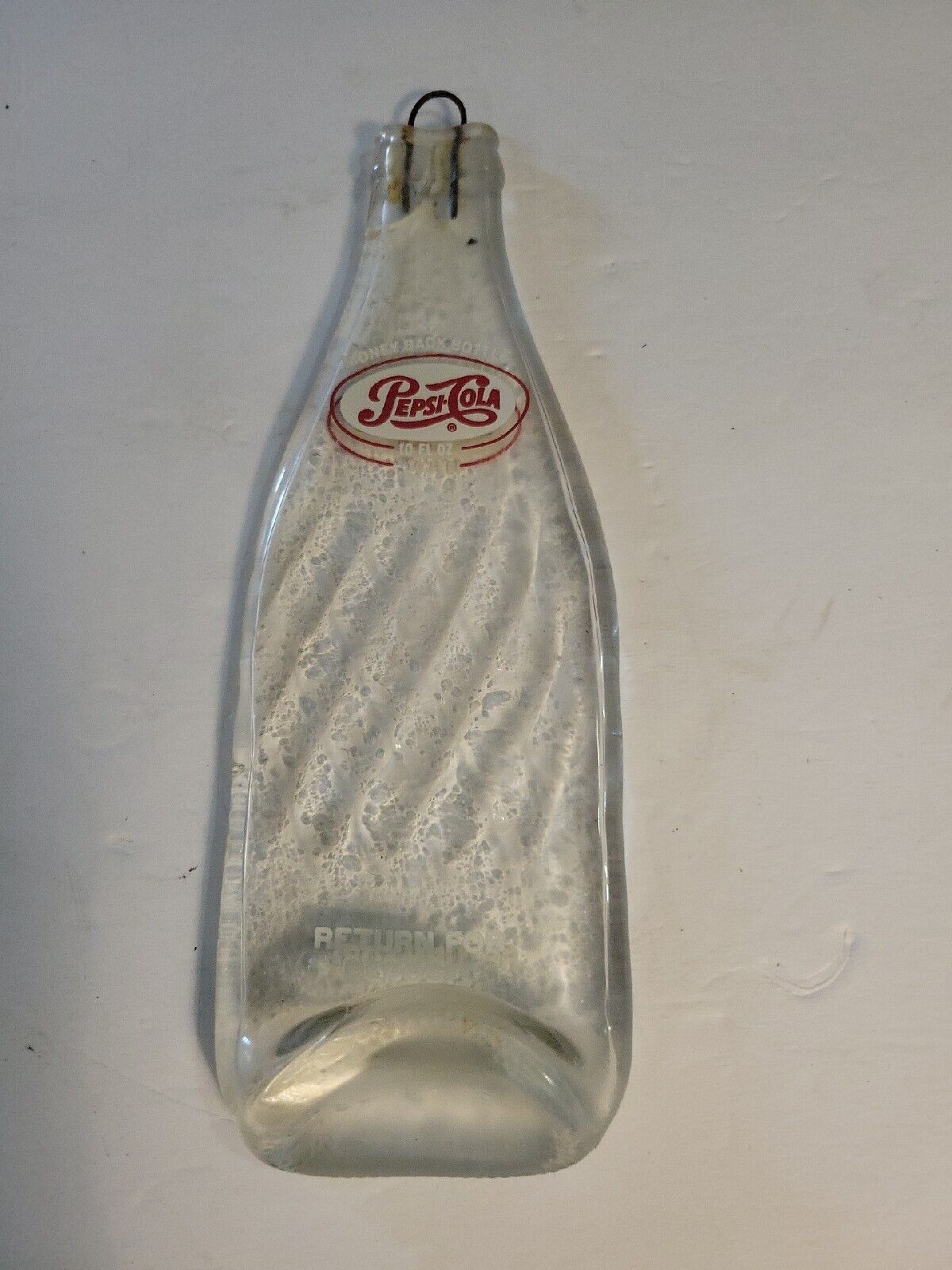 PUDDLE BOTTLE Vintage PEPSI COLA 10oz Glass Flattened Melted Retro
